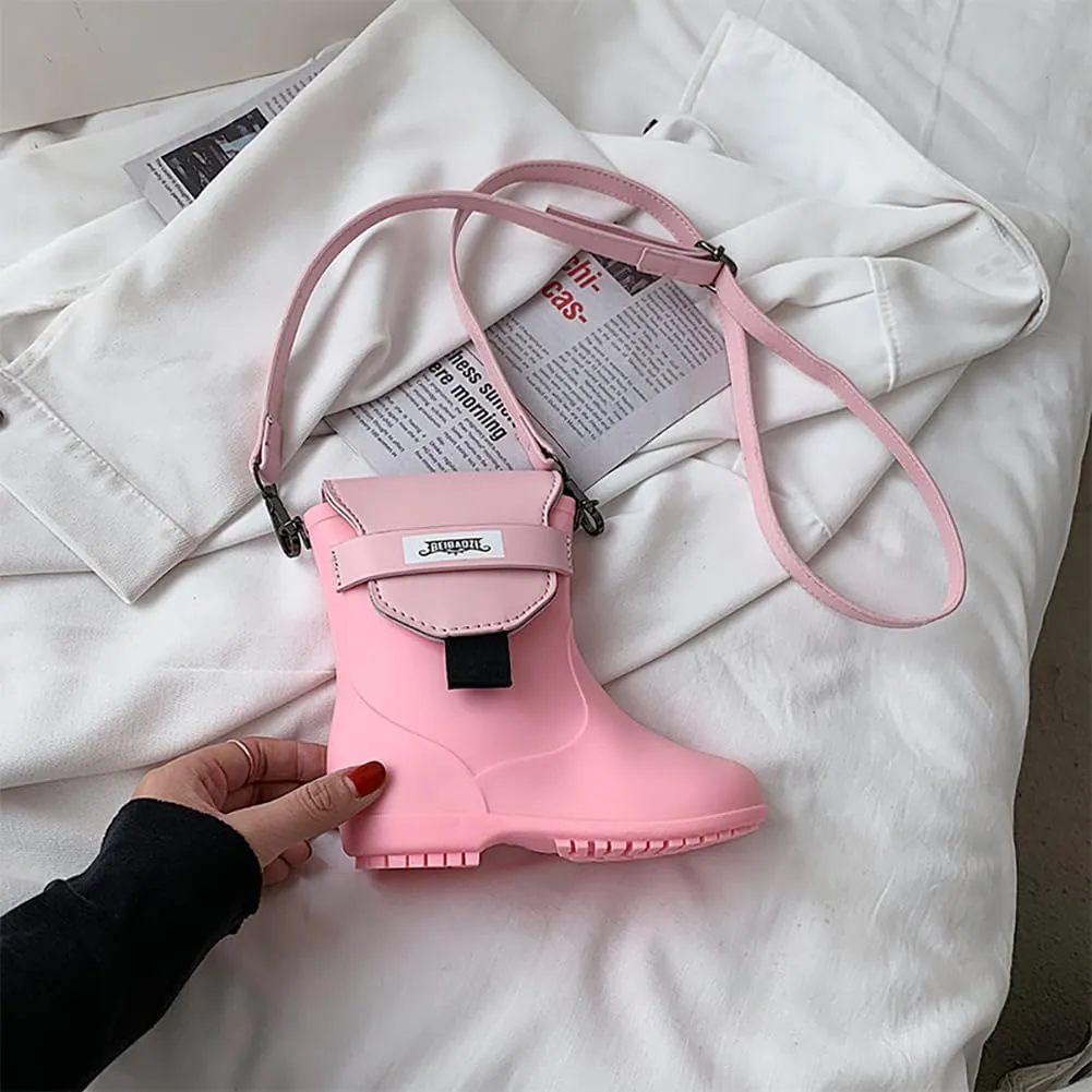 Wacky Funny Rain Shoes Style Shoulder Bag, Cartoon Boots Chic Bucket Crossbody Bag, Christmas Party Cosplay Purse For Women