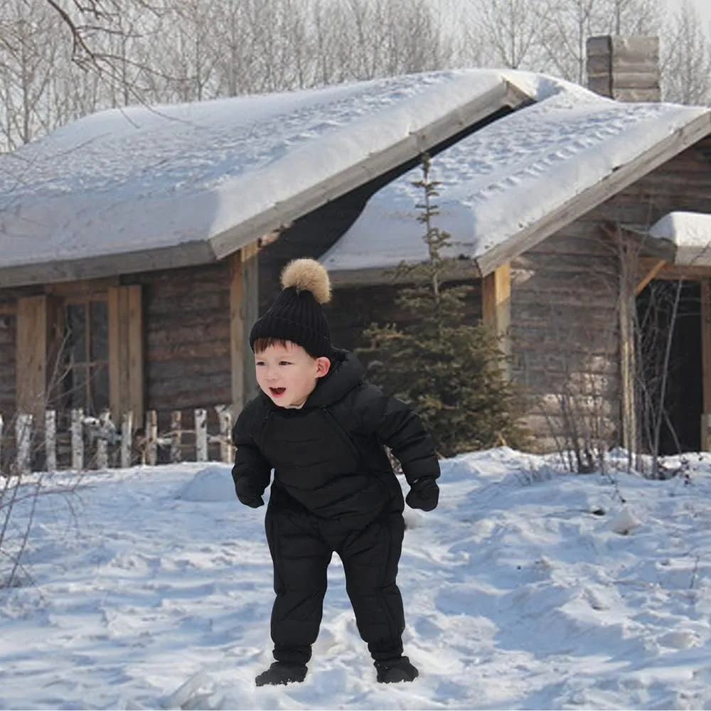 Waterproof Down Filled Baby Snowsuit Fleece Lined Winter Coat, Light Weight, With Gloves&Shoes
