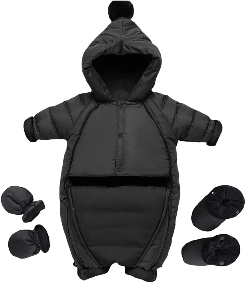 Waterproof Down Filled Baby Snowsuit Fleece Lined Winter Coat, Light Weight, With Gloves&Shoes