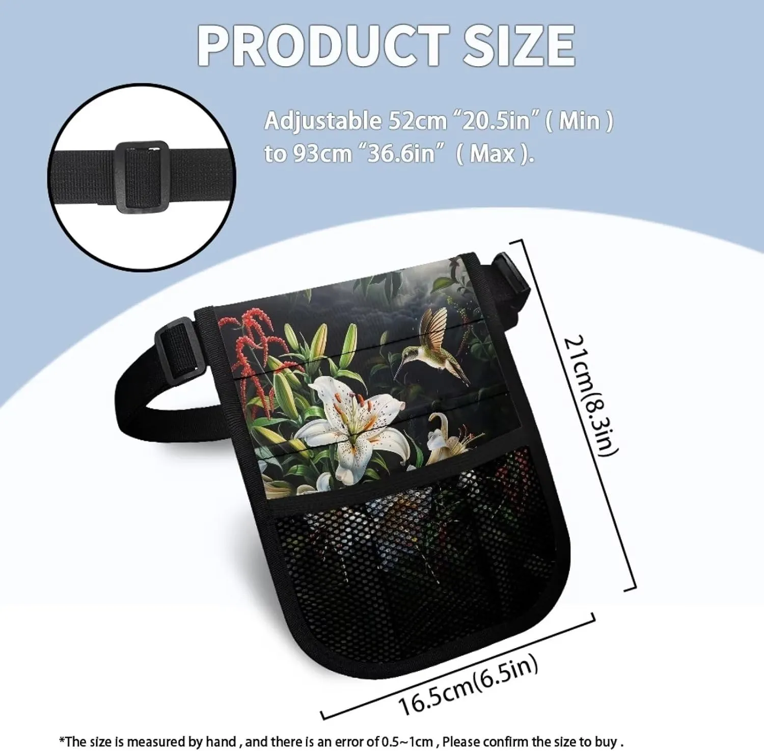 White Floral Nurse Accessories for Work Portable Nurse Badge Accessories Medical Bag Hummingbird Nurse Supplies Medical Fanny Pack Thigh Bag for Nursing School,University,Hospitals, Medium