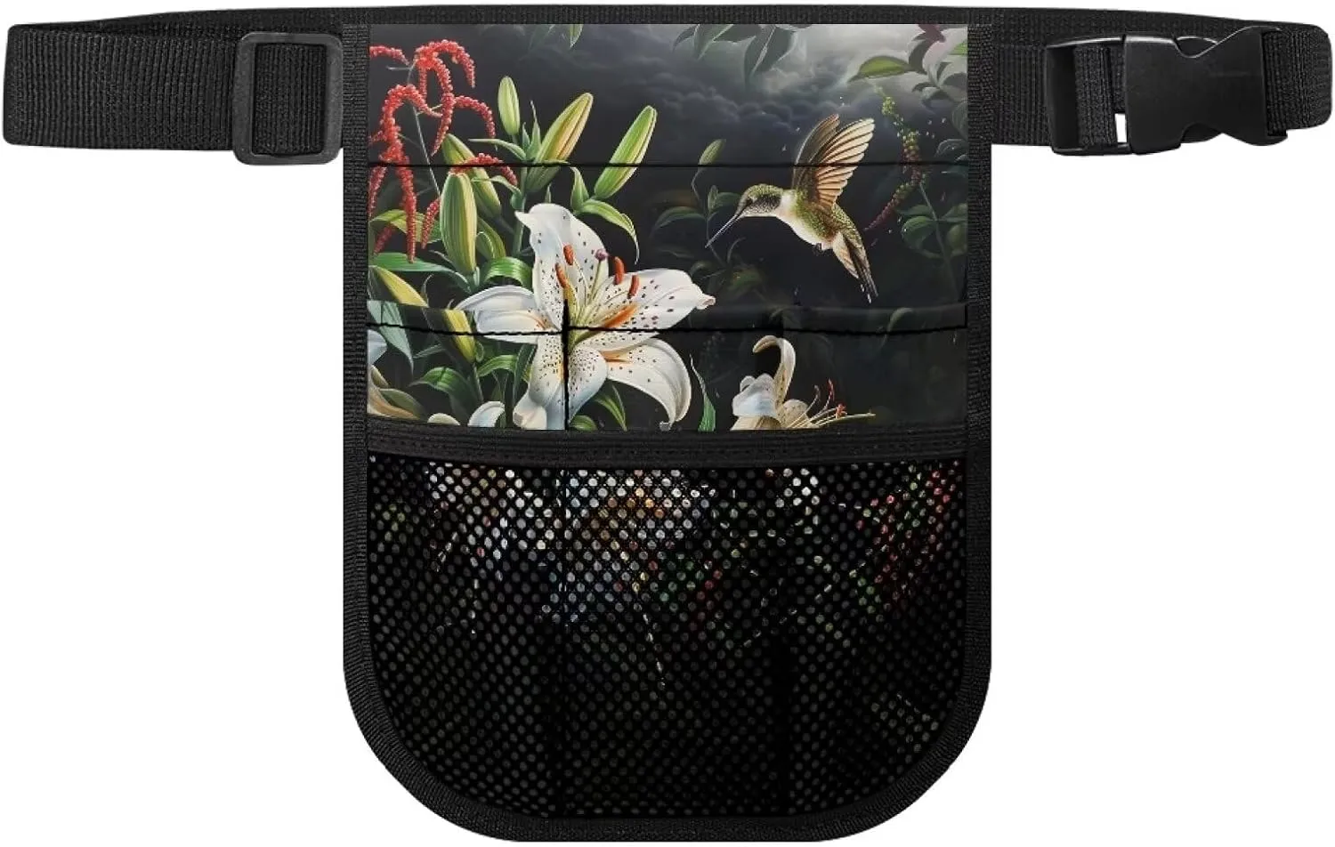 White Floral Nurse Accessories for Work Portable Nurse Badge Accessories Medical Bag Hummingbird Nurse Supplies Medical Fanny Pack Thigh Bag for Nursing School,University,Hospitals, Medium