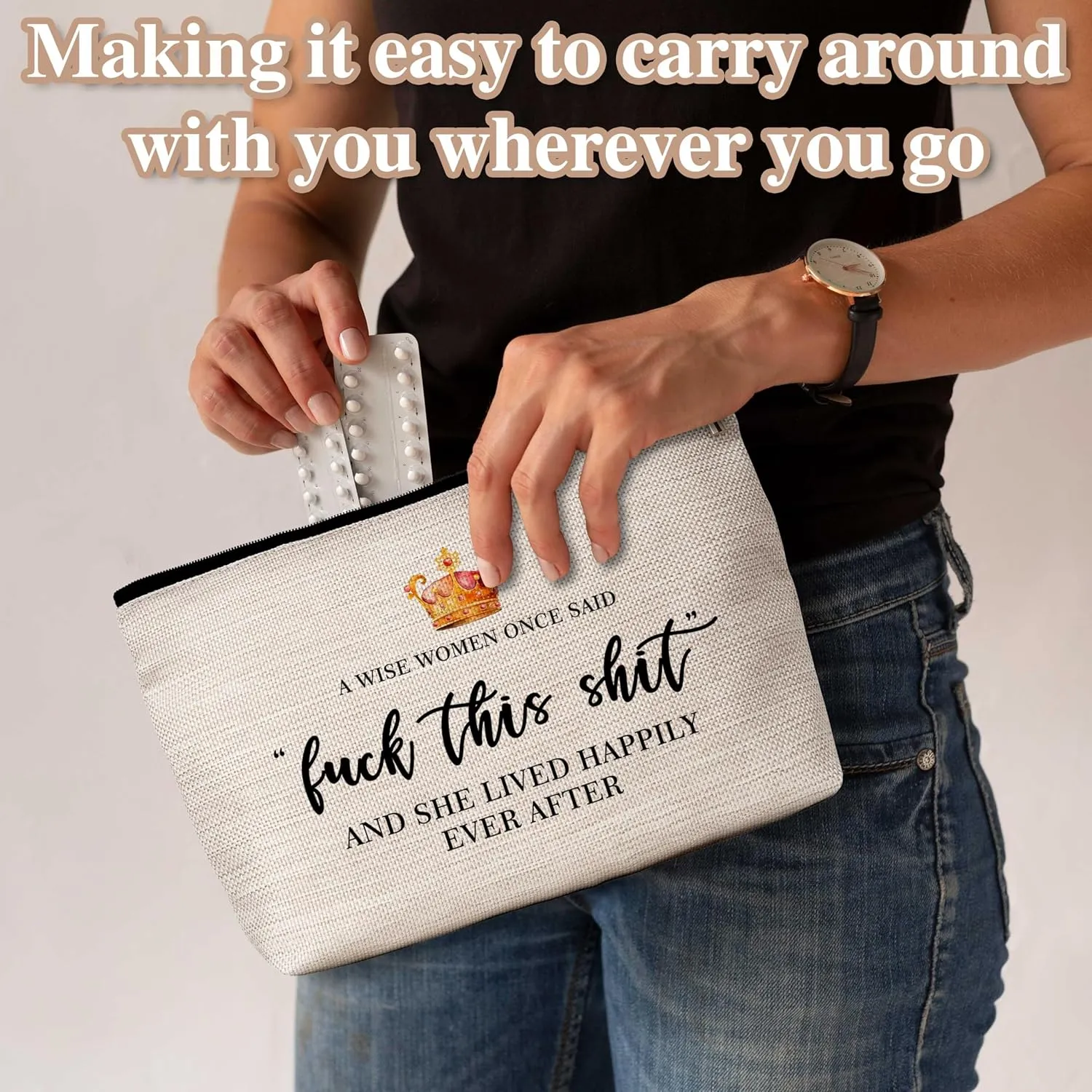 Wise Women Makeup Bag, Retirement Gifts for Women Mom Friends Coworkers Sister, Anniversary Present Travel Toiletry Waterproof Cosmetic Bag - A12