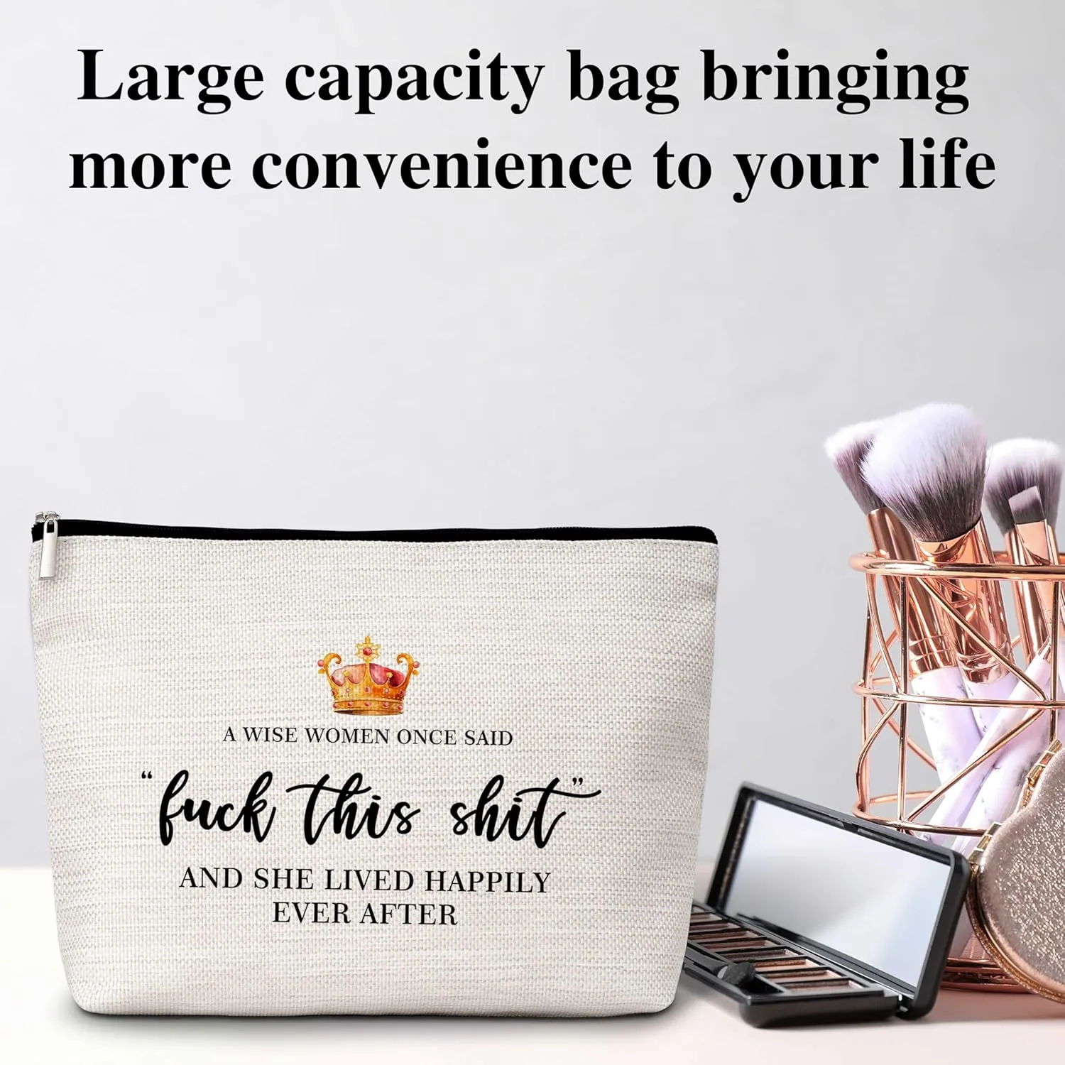 Wise Women Makeup Bag, Retirement Gifts for Women Mom Friends Coworkers Sister, Anniversary Present Travel Toiletry Waterproof Cosmetic Bag - A12