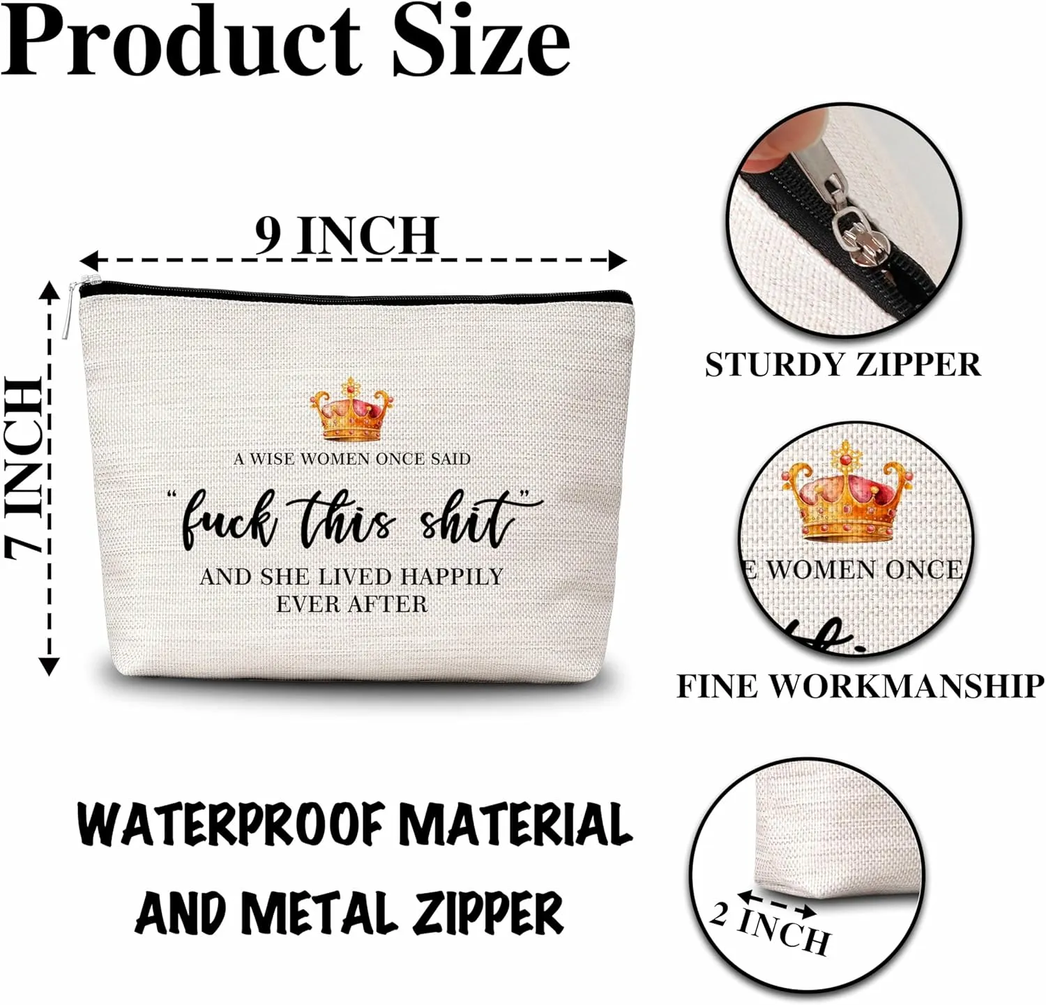 Wise Women Makeup Bag, Retirement Gifts for Women Mom Friends Coworkers Sister, Anniversary Present Travel Toiletry Waterproof Cosmetic Bag - A12