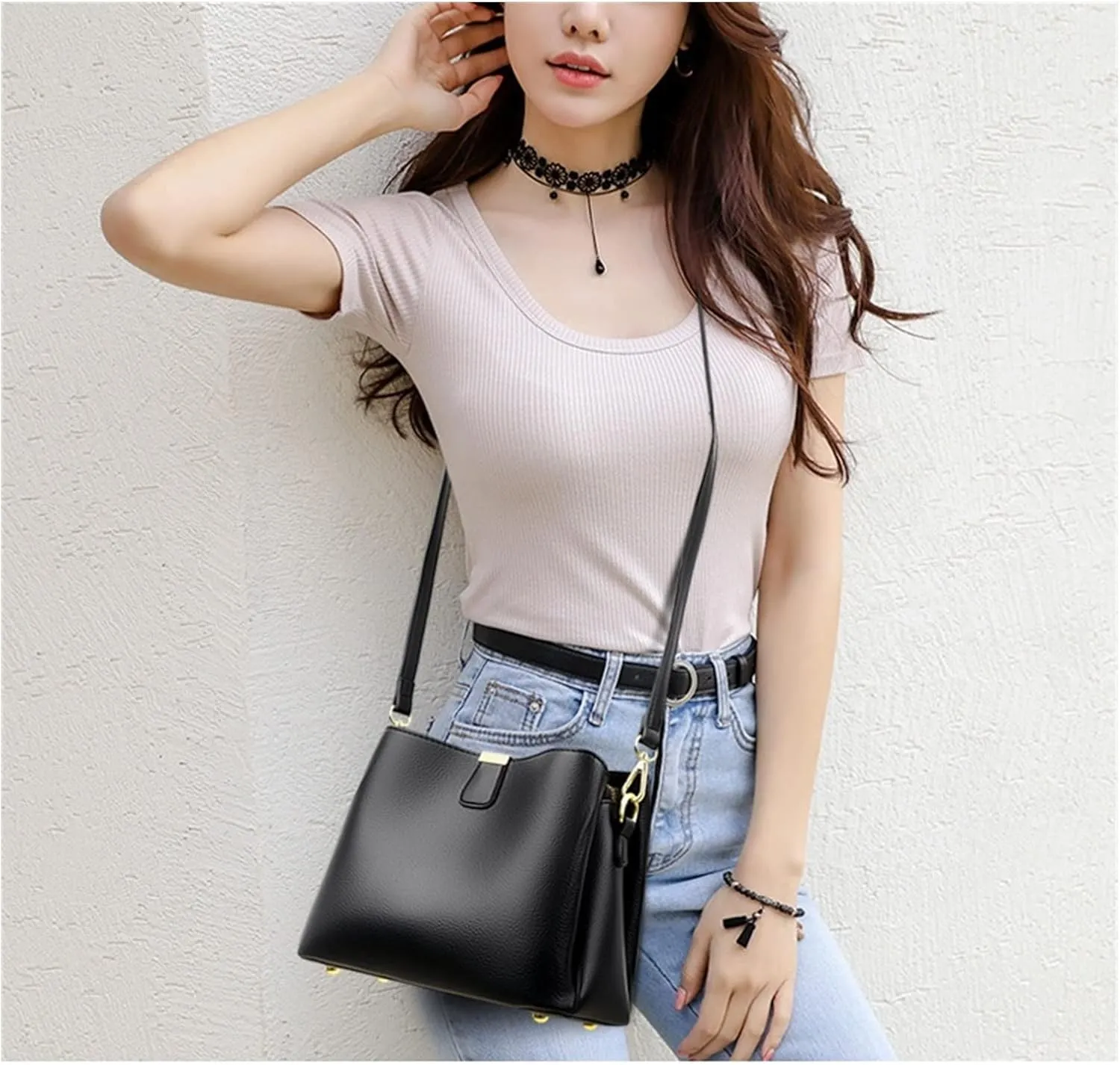 Women Bucket Bag Fashion Shoulder Bag For Girls Large Capacity Messenger Crossbody Bag For Women(Blue)