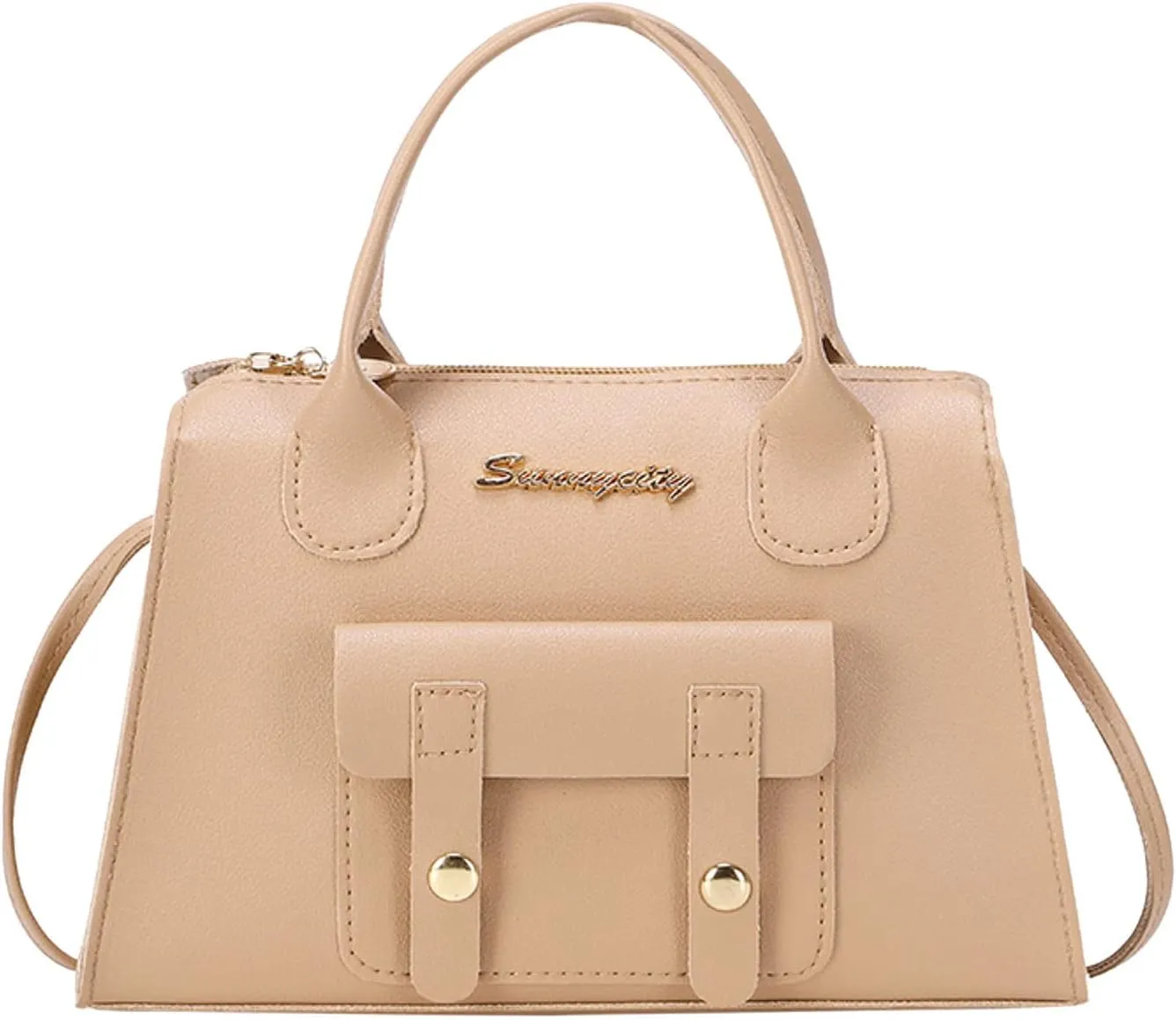Women Messenger Bag Fashion New Pattern Solid Simple Handbag Shoulder Bag Purpose High Capacity Zipper (Beige, One Size)