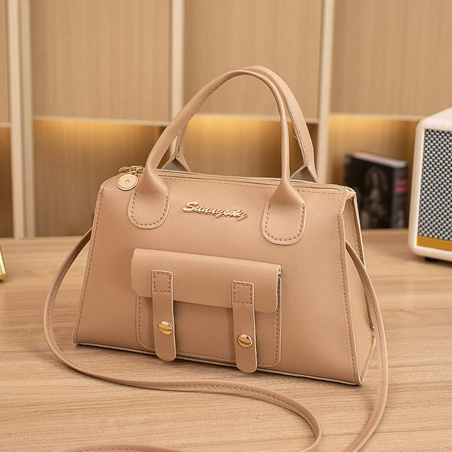 Women Messenger Bag Fashion New Pattern Solid Simple Handbag Shoulder Bag Purpose High Capacity Zipper (Beige, One Size)