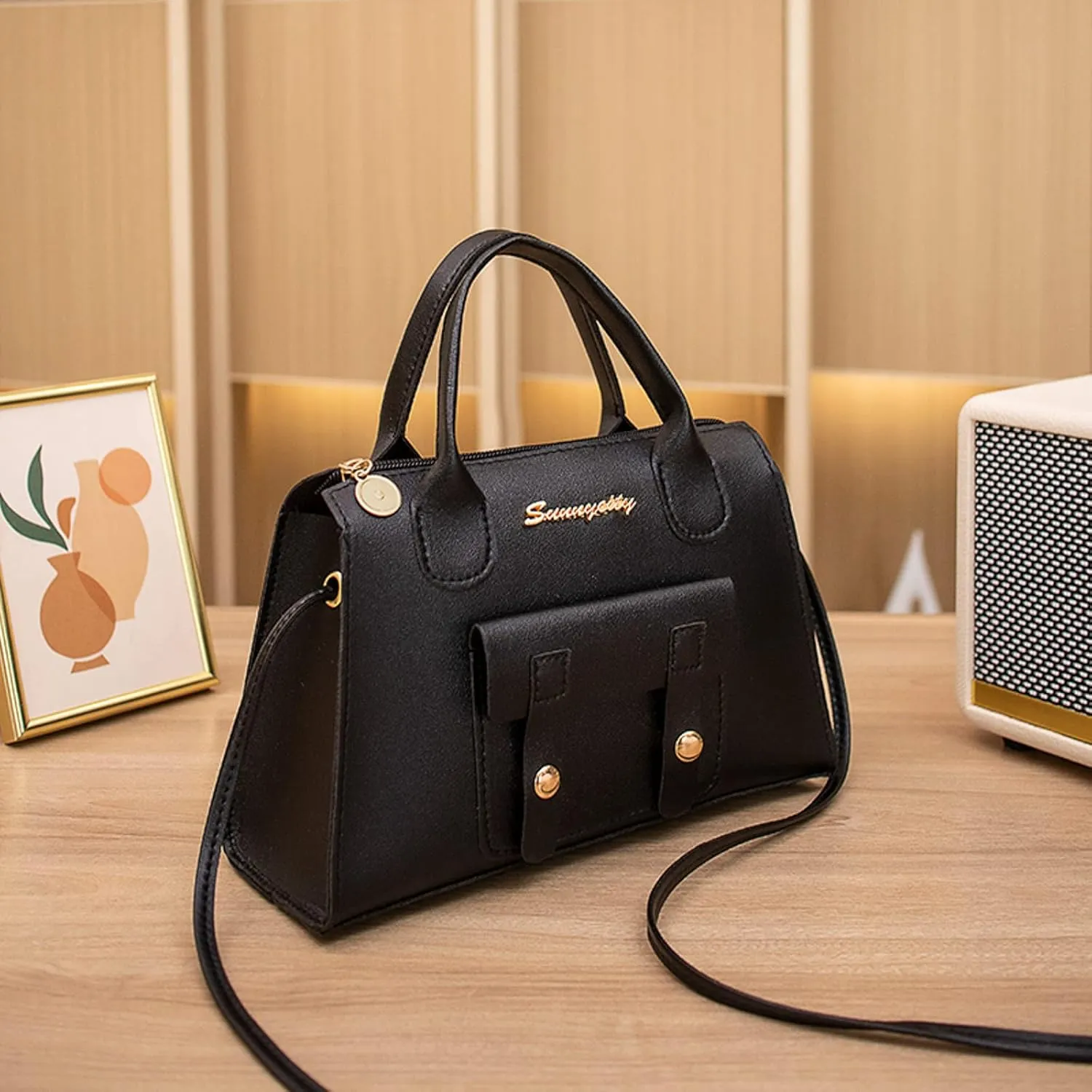 Women Messenger Bag Fashion New Pattern Solid Simple Handbag Shoulder Bag Purpose High Capacity Zipper (Black, One Size)