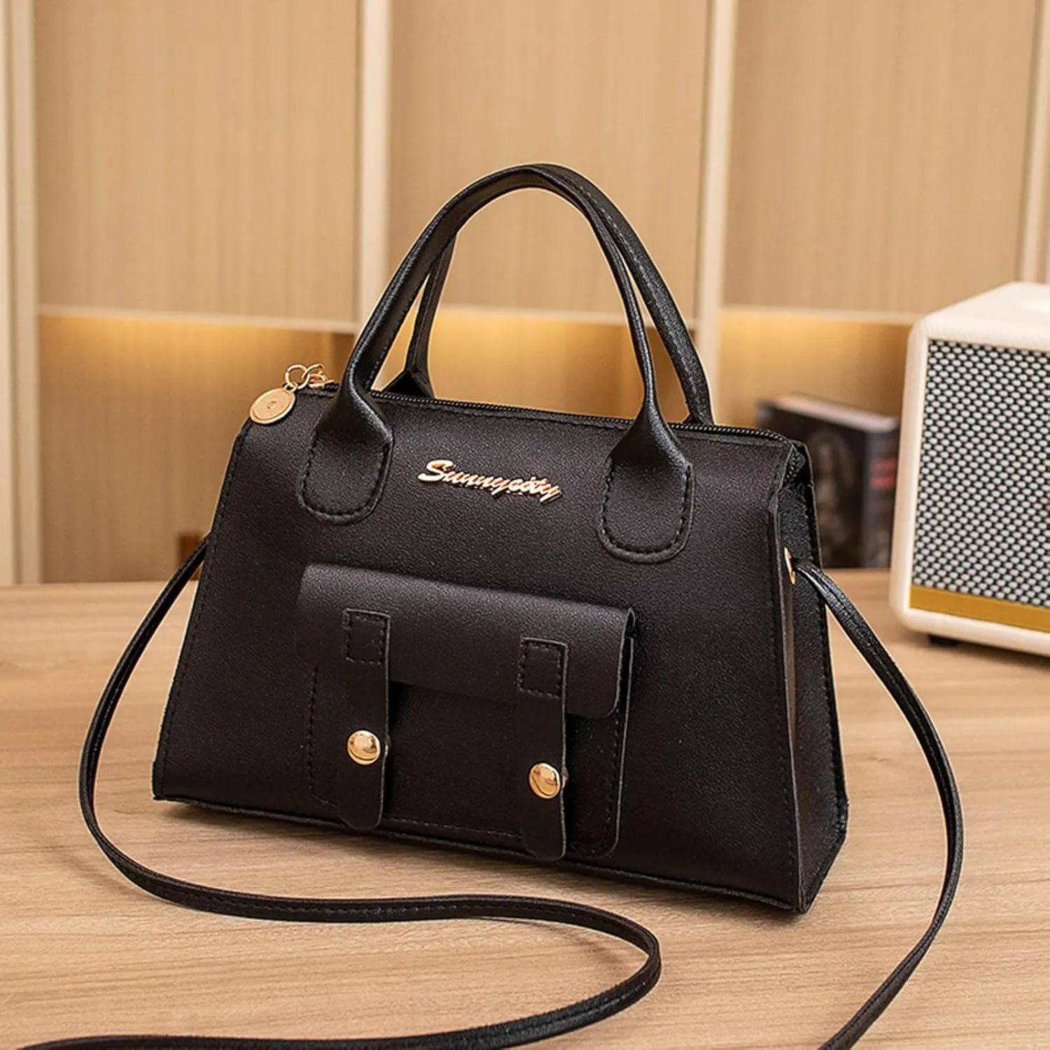 Women Messenger Bag Fashion New Pattern Solid Simple Handbag Shoulder Bag Purpose High Capacity Zipper (Black, One Size)