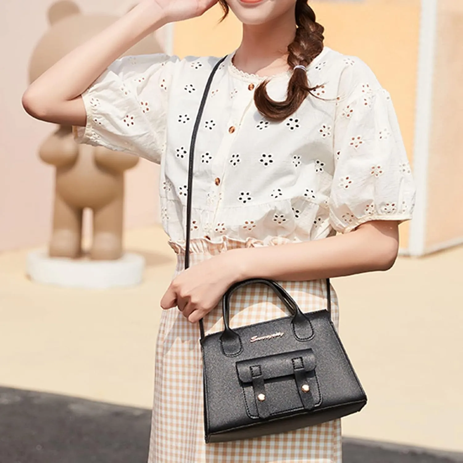 Women Messenger Bag Fashion New Pattern Solid Simple Handbag Shoulder Bag Purpose High Capacity Zipper (Black, One Size)