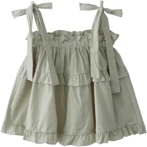 Women Solid Sleeveless Loose Camisole Preppy Casual Retro Hot Girls Pleated Vests Tops