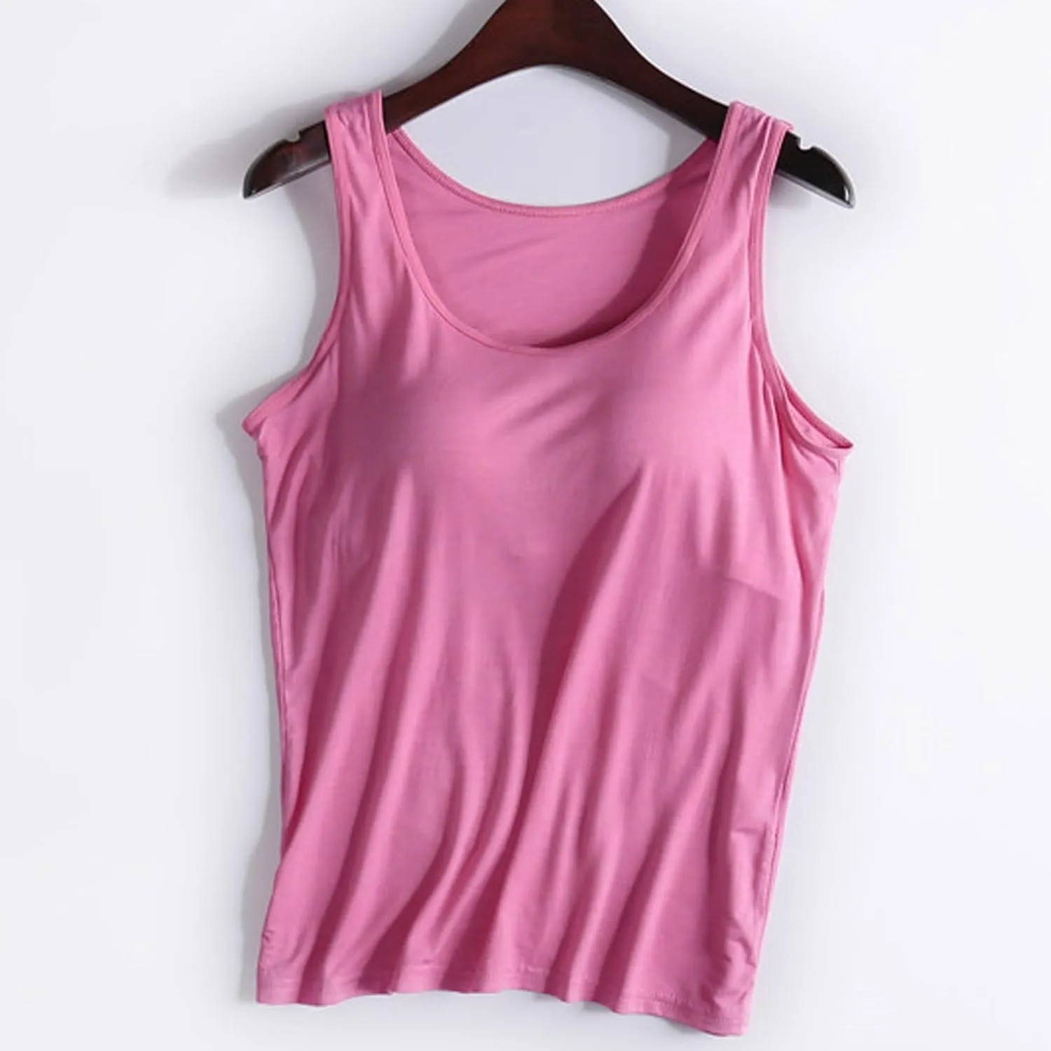 Women Tank Top with Built-in Padded Bra 2025 Basic Camisole Stretch Casual Tanks Scoop Neck Workout Athletic Shirt