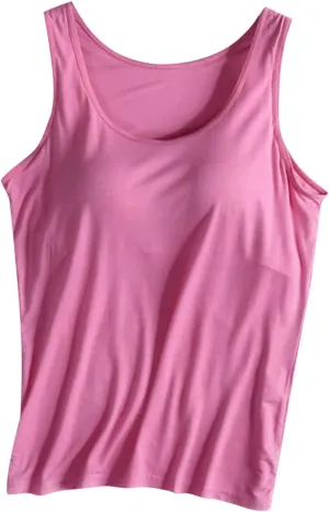 Women Tank Top with Built-in Padded Bra 2025 Basic Camisole Stretch Casual Tanks Scoop Neck Workout Athletic Shirt