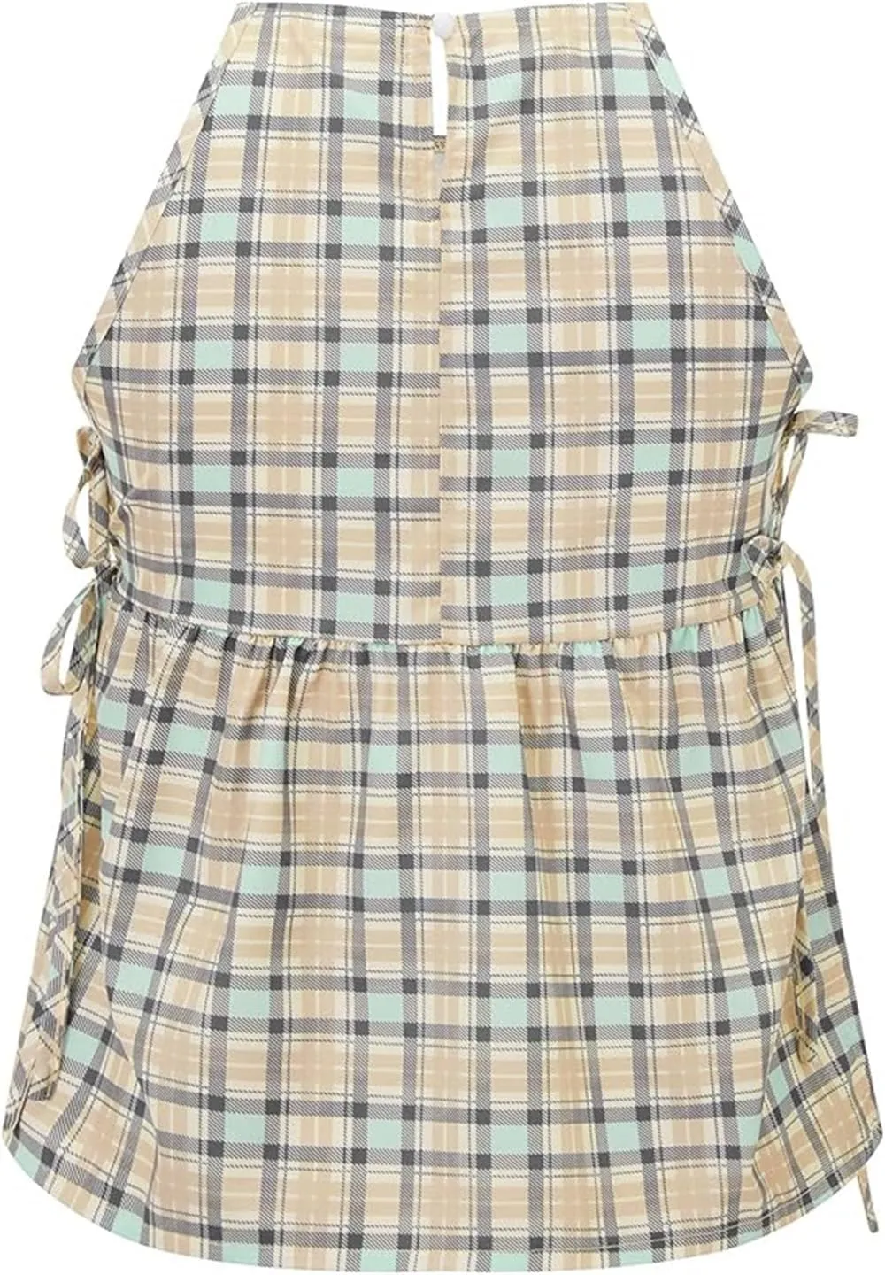Women Tie Side Tank Top Sleeveless Split Peplum Coquette Shirt Plaid Trendy Going Out Summer Tops Y2k Streetwear