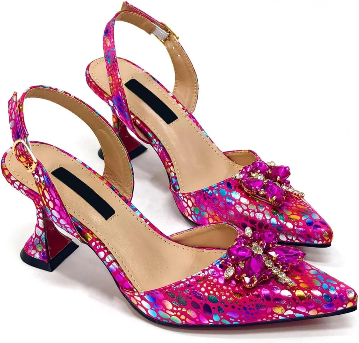 Womens African Lace Rhinestone Wedding Shoes Set Italian Bridal Pumps and Mini Evening Bag Party Accessories