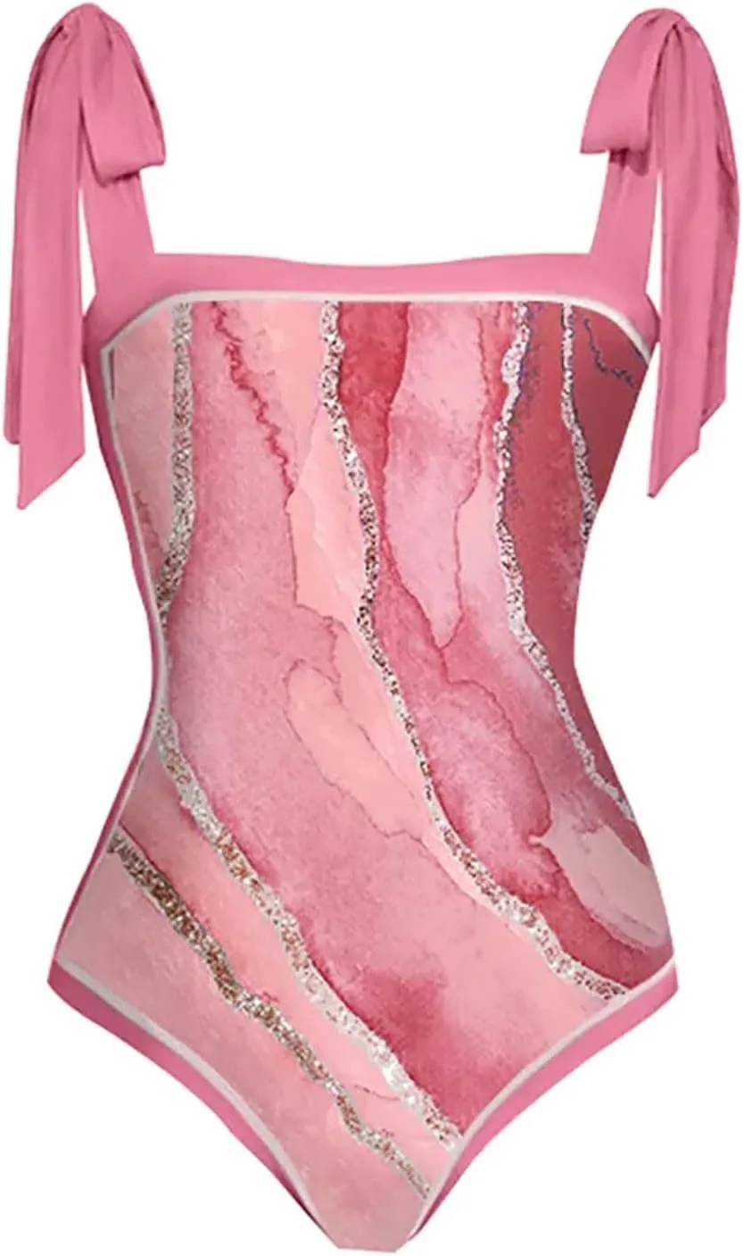 Women's Beach Match Elegant Swimsuits Sets - Pink Floral Triangle Bikini Swimsuits