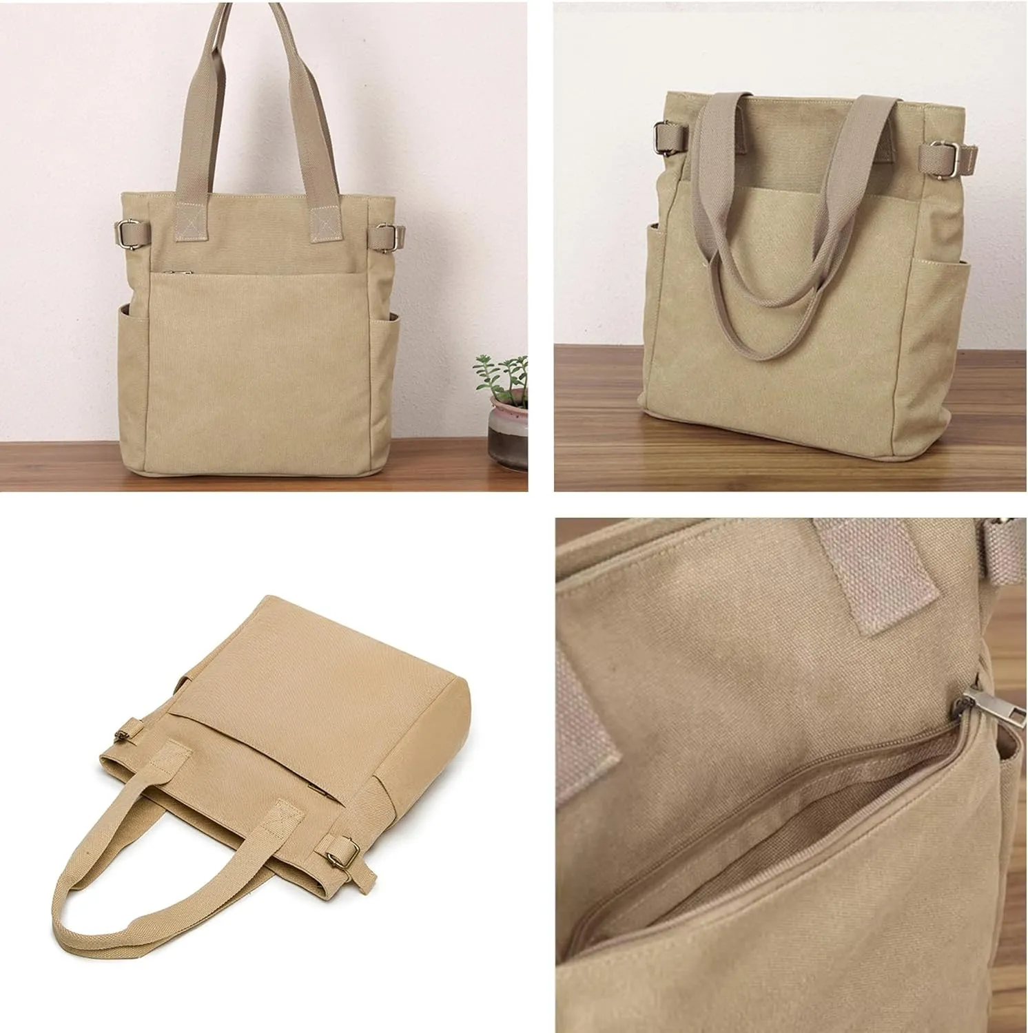 Women's Canvas Shoulder Bag Tote Bag for Women Travel Bag Big Capacity Casual Handbags for Work Shopping