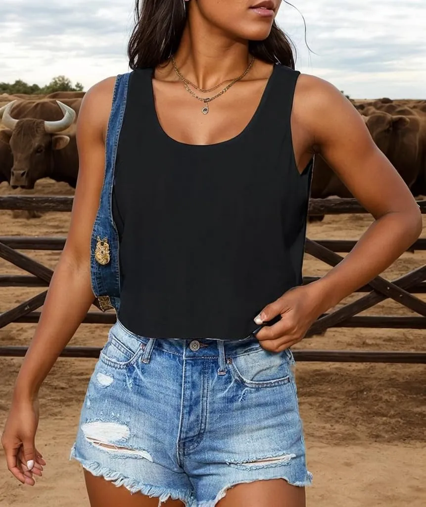 Womens Country Concert Cowgirl Tank Tops Sexy Western Graphic Crop Outfits for Teens
