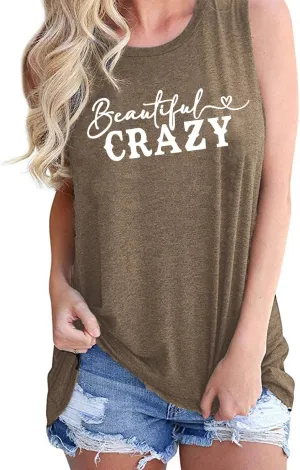 Womens Country Music Tank Tops Beautiful Crazy Shirts Girls Country Life Sleeveless Tops