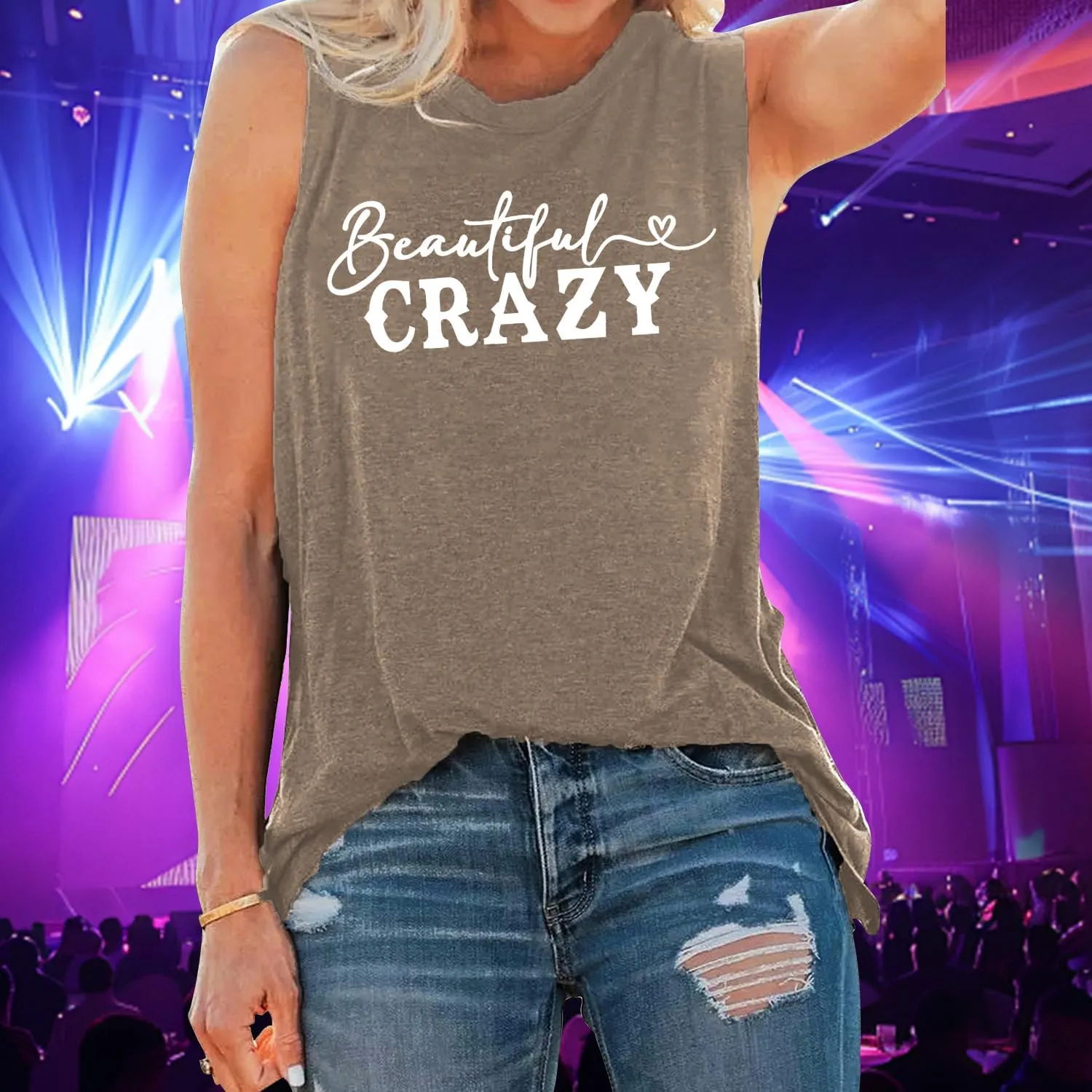 Womens Country Music Tank Tops Beautiful Crazy Shirts Girls Country Life Sleeveless Tops
