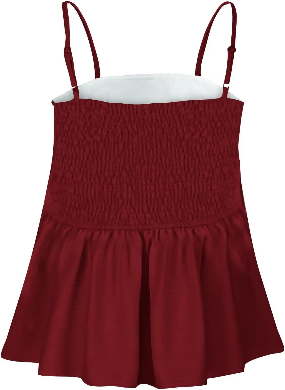 Women's Cute Camisole Adjustable Spaghetti Strap Peplum Tops Flowy Pleated Crop Tops Loose Fit Flare Babydoll Shirts
