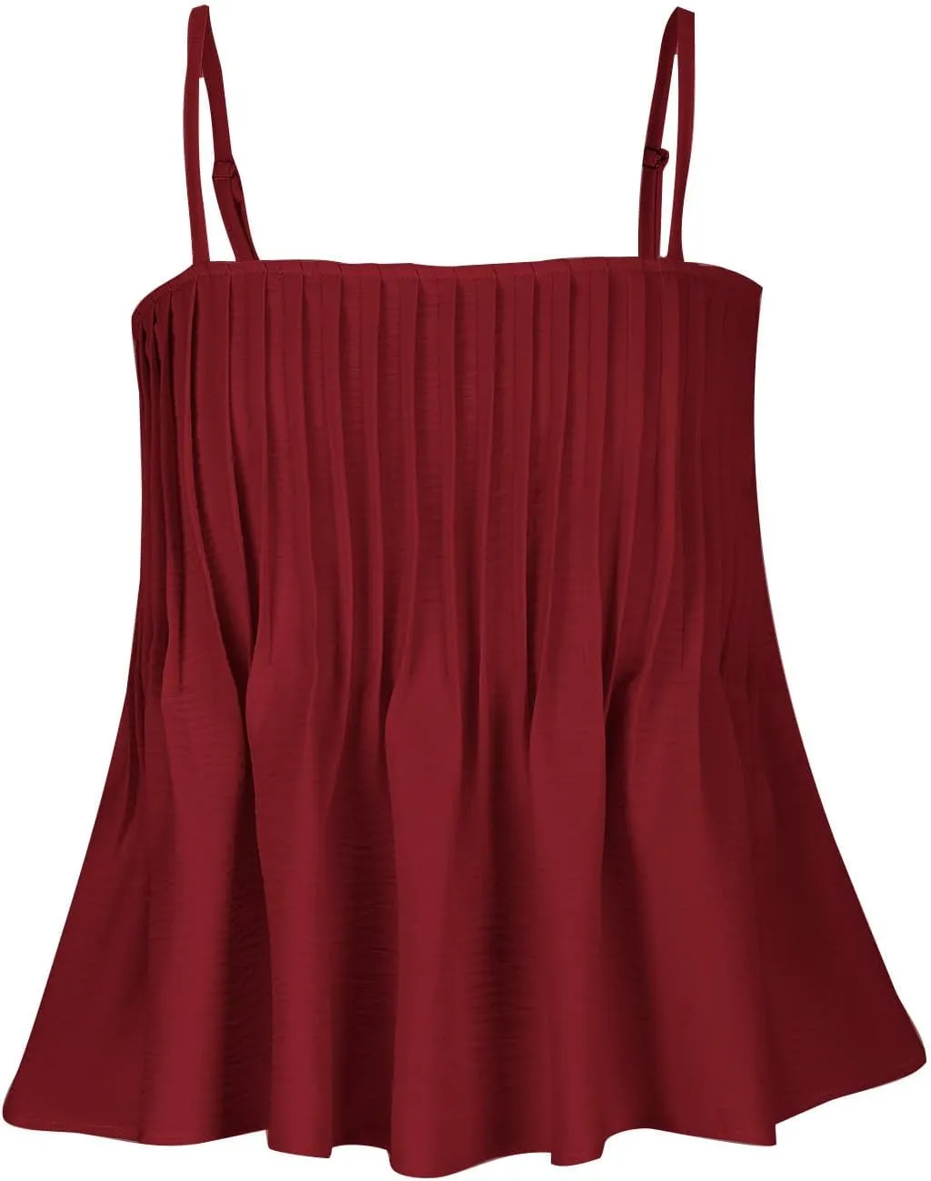 Women's Cute Camisole Adjustable Spaghetti Strap Peplum Tops Flowy Pleated Crop Tops Loose Fit Flare Babydoll Shirts
