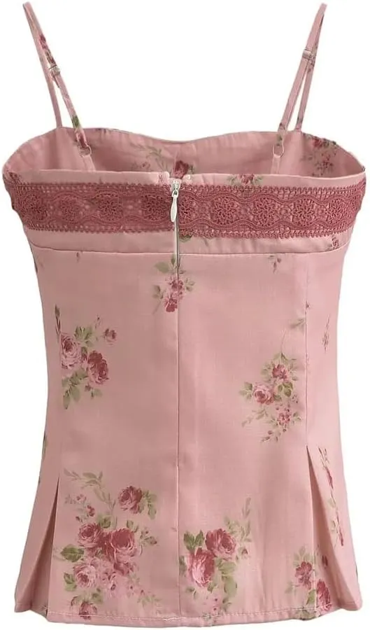 Women's French Lace Splicing Camisole Slim Fit Ruffled Bottoming Tank Tops