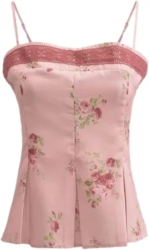 Women's French Lace Splicing Camisole Slim Fit Ruffled Bottoming Tank Tops