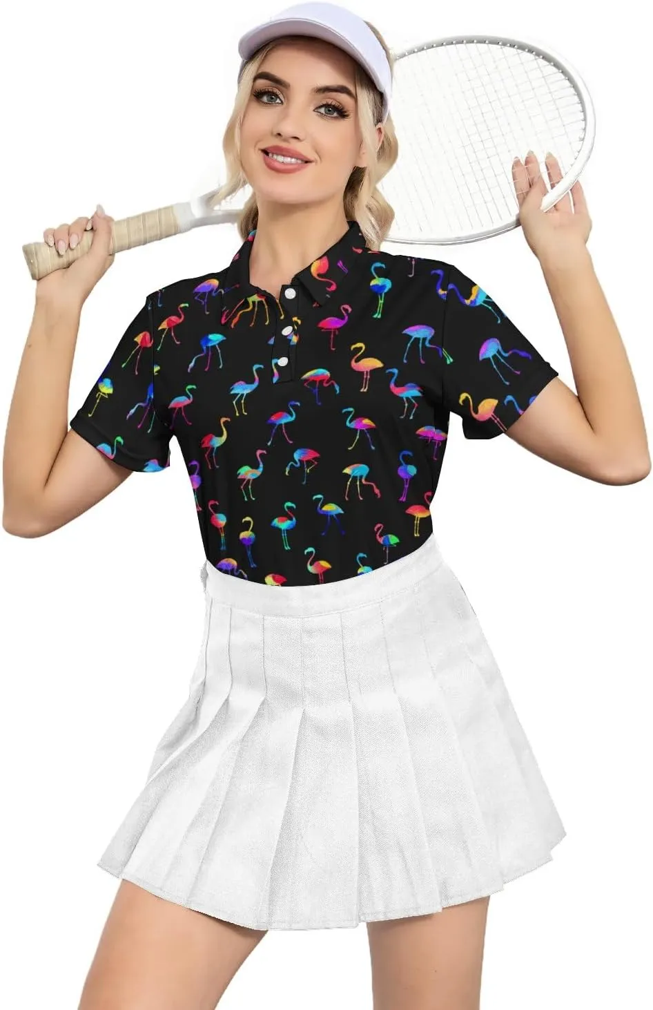 Women's Golf Polo Shirts Funny Short Sleeve Polo Shirts Quick Dry Tennis Tops Collared Golf Outfits Lightweight Workout Tops