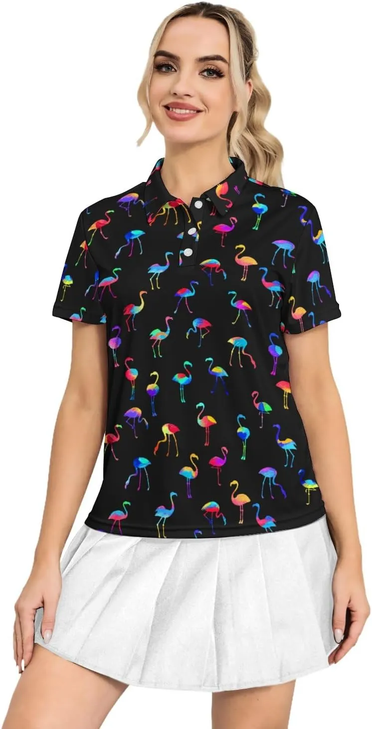 Women's Golf Polo Shirts Funny Short Sleeve Polo Shirts Quick Dry Tennis Tops Collared Golf Outfits Lightweight Workout Tops
