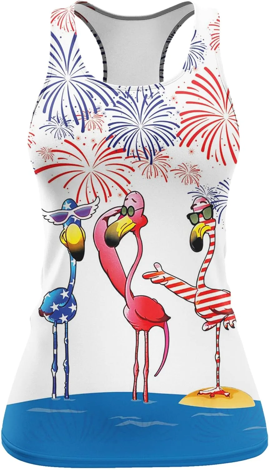 Womens Graphic Tank Tops Racerback Sleeveless Summer Floral Rose Design Tops