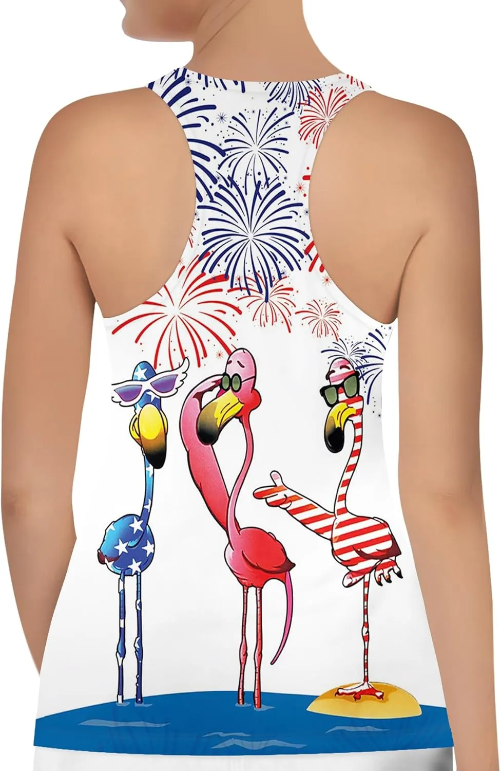 Womens Graphic Tank Tops Racerback Sleeveless Summer Floral Rose Design Tops