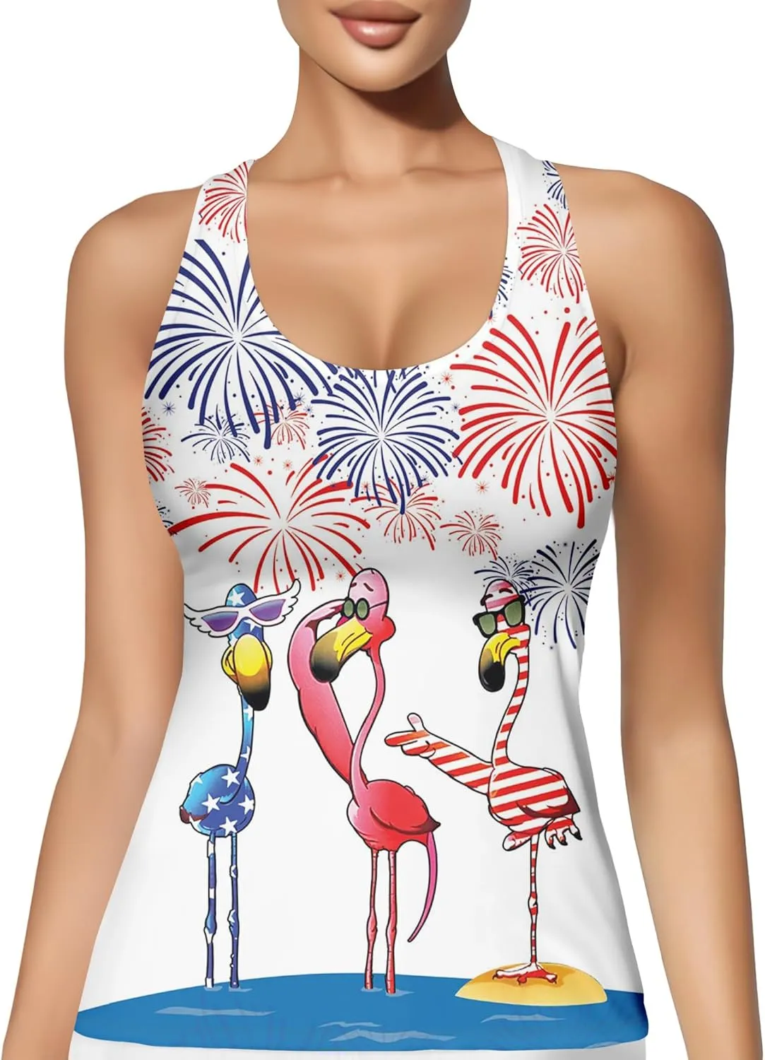 Womens Graphic Tank Tops Racerback Sleeveless Summer Floral Rose Design Tops