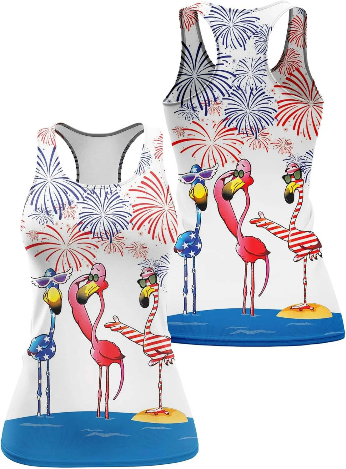 Womens Graphic Tank Tops Racerback Sleeveless Summer Floral Rose Design Tops