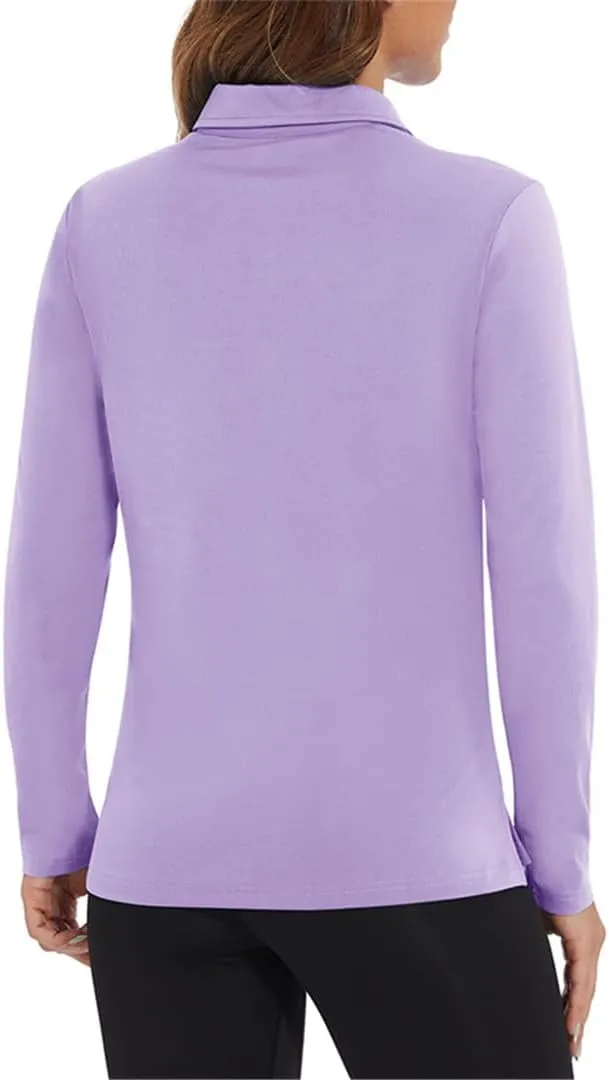 Women's Long Sleeve Summer Polo Shirts Quick Dry Lightweight Athletic Tennis Shirts