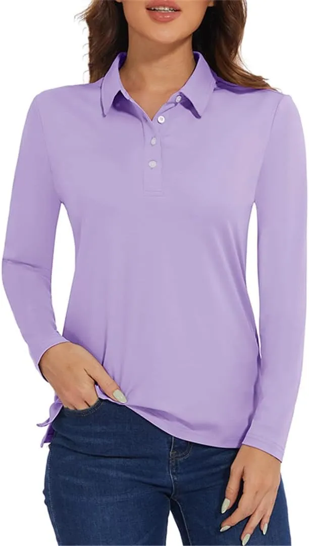 Women's Long Sleeve Summer Polo Shirts Quick Dry Lightweight Athletic Tennis Shirts