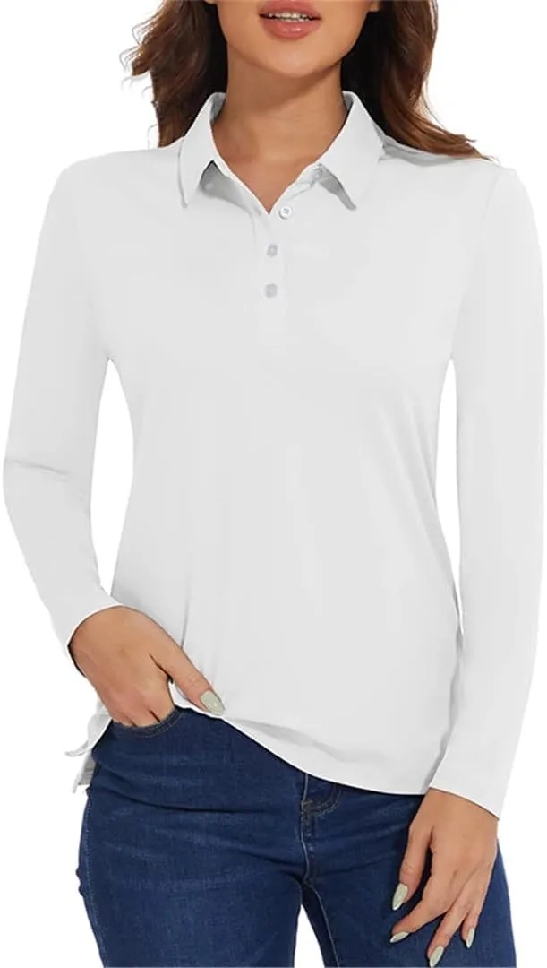 Women's Long Sleeve Summer Polo Shirts Quick Dry Lightweight Athletic Tennis Shirts