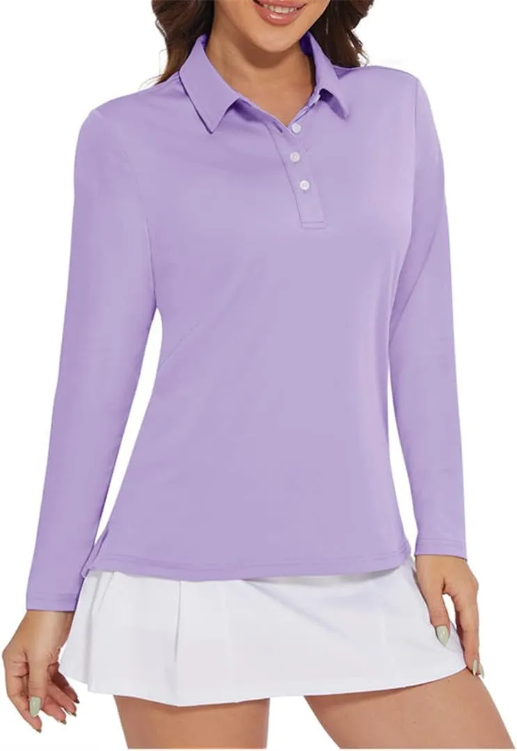 Women's Long Sleeve Summer Polo Shirts Quick Dry Lightweight Athletic Tennis Shirts