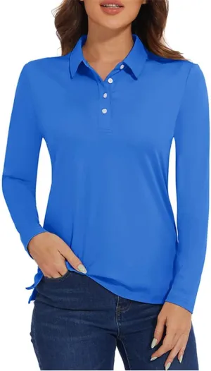Women's Long Sleeve Summer Polo Shirts Quick Dry Lightweight Athletic Tennis Shirts