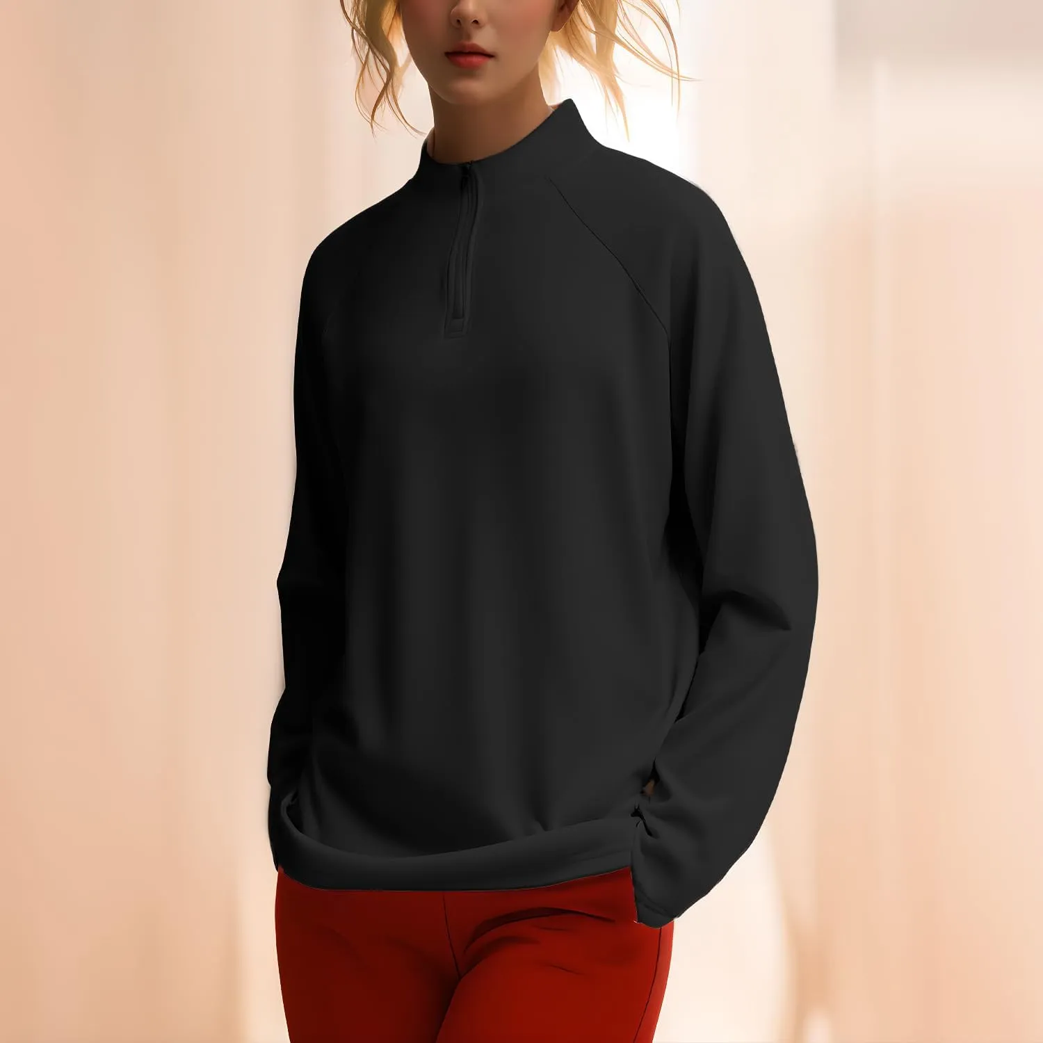 Women's Shirts Long Sleeve 1/4 Zip Quick Dry Workout Hiking Athletic Shirts Athletic Running Yog Zip Up Jackets
