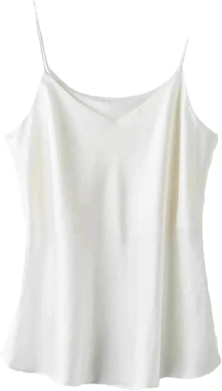 Women's Silk Sexy V-Neck Tanks Tops for Women Trendy Summer Double-Layer Silk Camisole