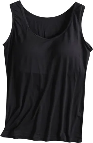 Womens Tank Tops with Built in Bra Padded Loose Sleeveless Shirts Comfy Soft Camisole Summer Lightweight Tops