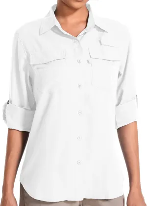 Women's UPF 50 UV Sun Protection Long Sleeve Safari Shirts Quick Dry Hiking Travel Fishing Outdoor Cool Shirts