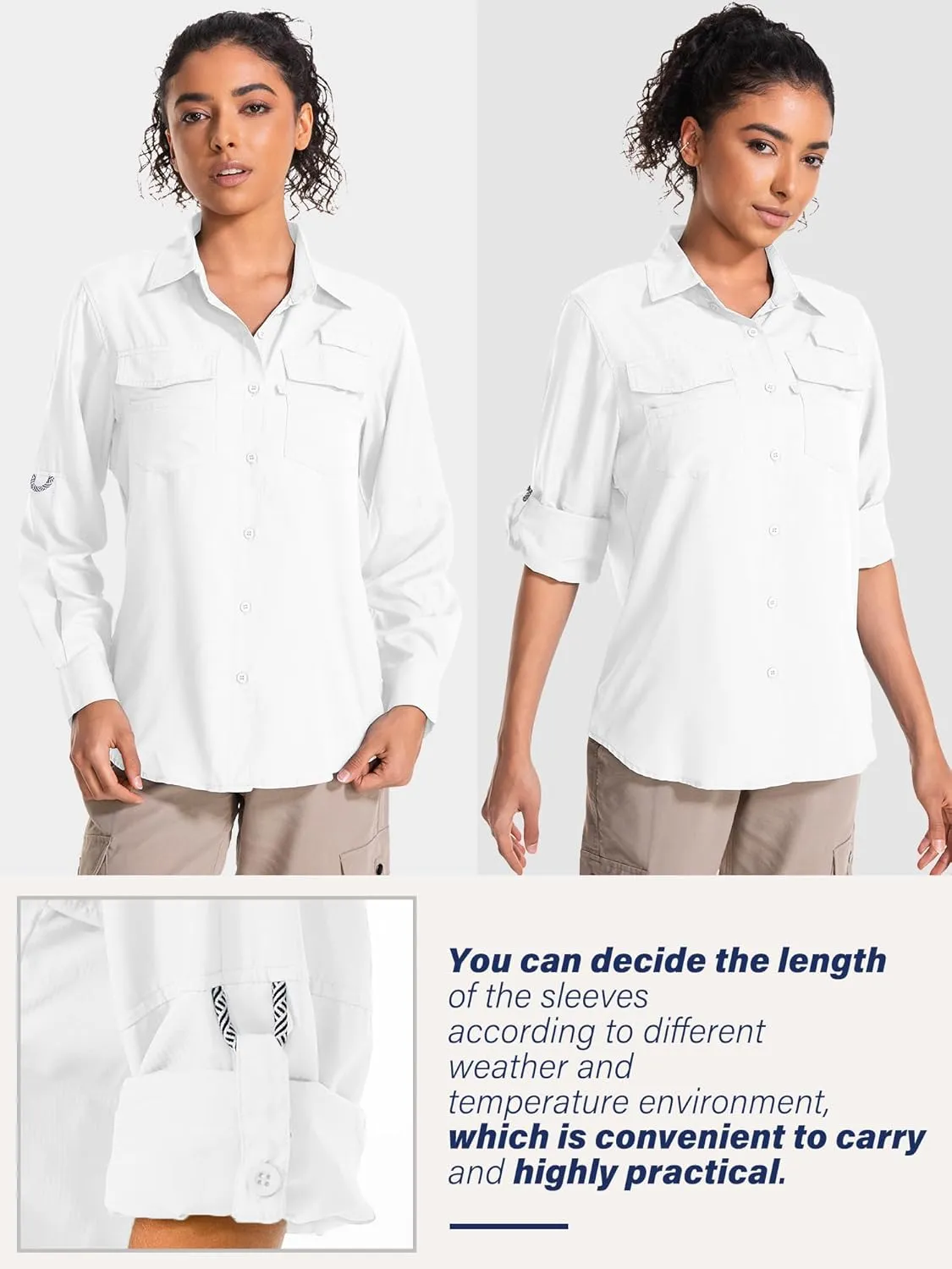 Women's UPF 50 UV Sun Protection Long Sleeve Safari Shirts Quick Dry Hiking Travel Fishing Outdoor Cool Shirts