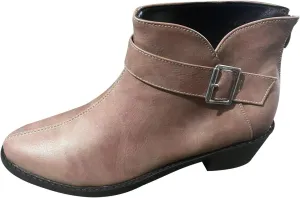 Work Shoes Women British Style Solid Leather Buckle Side Zipper Boots Chunky Set Foot Short Boots Loose Ankle Boots