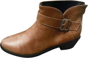 Work Shoes Women British Style Solid Leather Buckle Side Zipper Boots Chunky Set Foot Short Boots Loose Ankle Boots