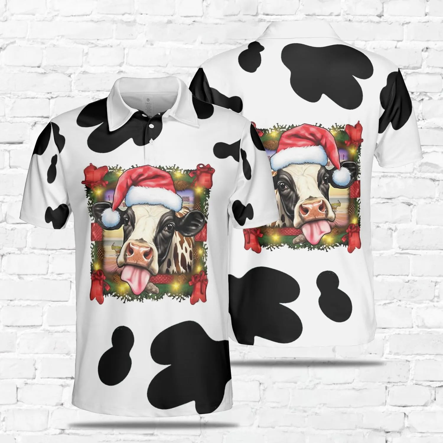 Xmas Cow Polo Shirts for Men - Galaxy Cat Mens Quick Dry Short Sleeve Polo Shirts Series 29