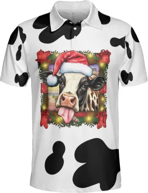 Xmas Cow Polo Shirts for Men - Galaxy Cat Mens Quick Dry Short Sleeve Polo Shirts Series 29