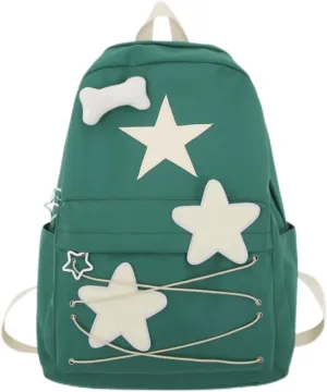 Y2K Backpack Star Backpack Preppy Backpack Cute Aesthetic Backpack Women College y2k Accessories (green)