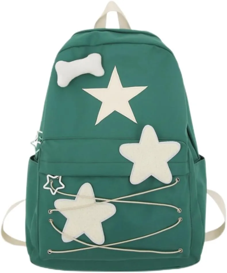 Y2K Backpack Star Backpack Preppy Backpack Cute Aesthetic Backpack Women College y2k Accessories (green)